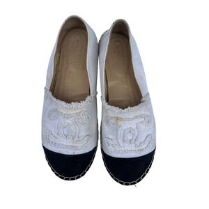 Chanel Espadrille Ballerina Canvas Linen Flats EU 37